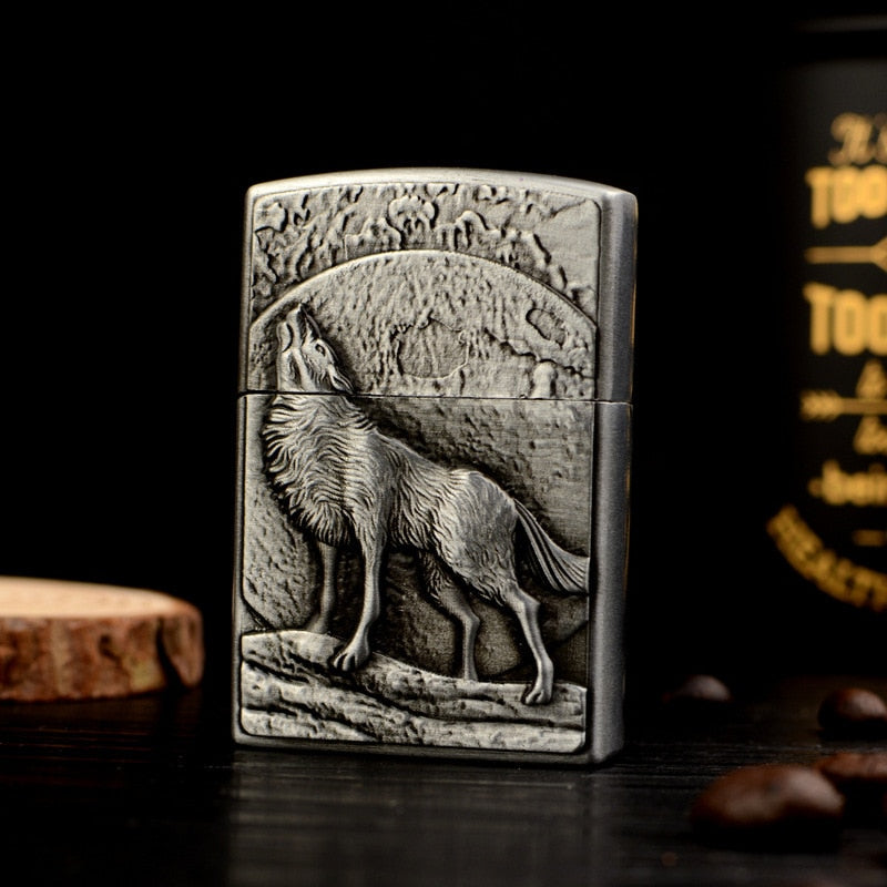 Flip open Butane Lighter Eagle/Wolf