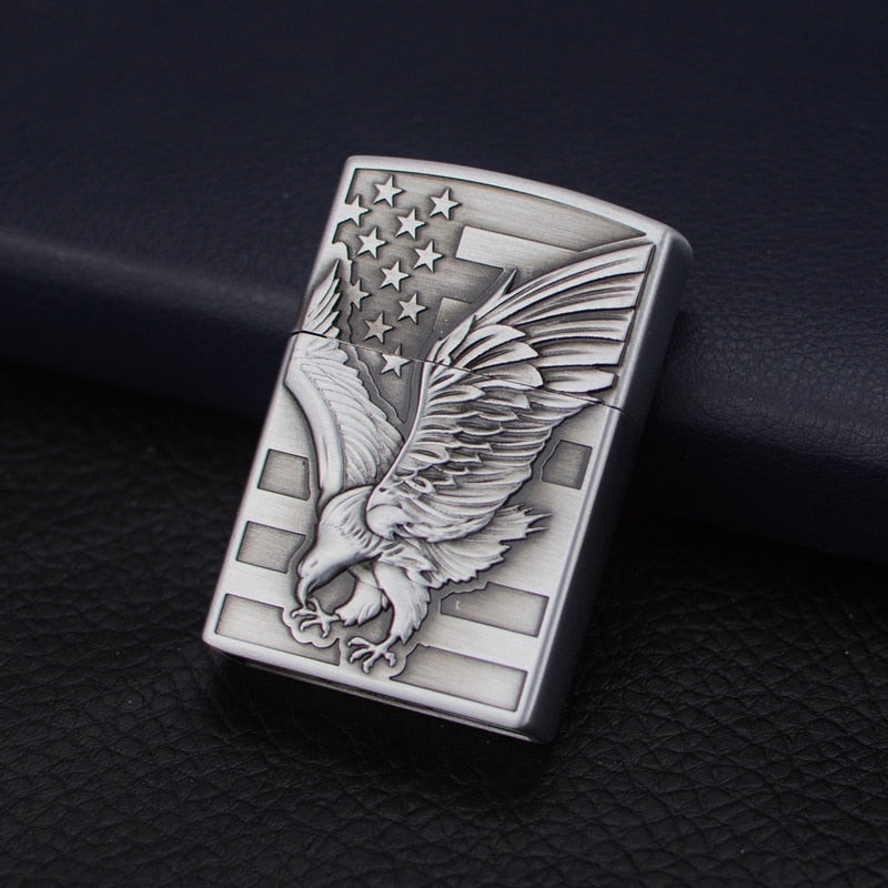 Flip open Butane Lighter Eagle/Wolf